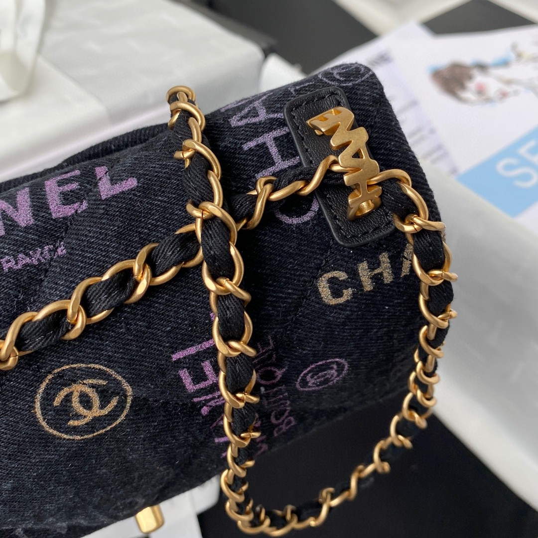 Chanel AS3134 Small Flap Bag Printed Denim Black - Default Title - View 4