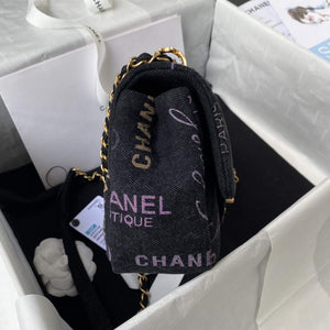 Chanel AS3134 Small Flap Bag Printed Denim Black - Default Title - View 5