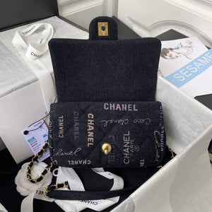 Chanel AS3134 Small Flap Bag Printed Denim Black - Default Title - View 7