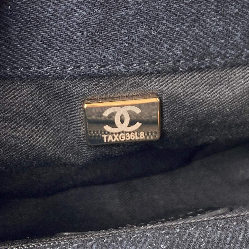 Chanel AS3134 Small Flap Bag Printed Denim Black