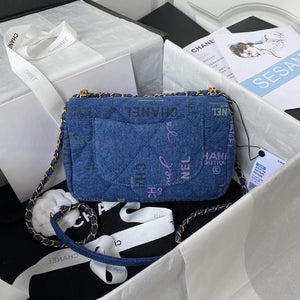 Chanel AS3134 Small Flap Bag Printed Denim Blue - Default Title - View 2