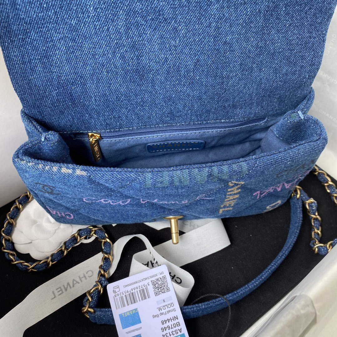 Chanel AS3134 Small Flap Bag Printed Denim Blue - Default Title - View 6