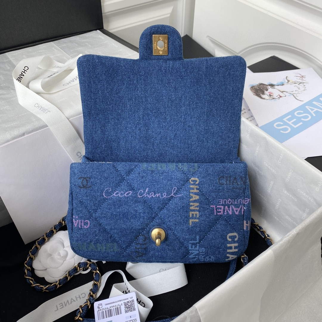 Chanel AS3134 Small Flap Bag Printed Denim Blue - Default Title - View 7