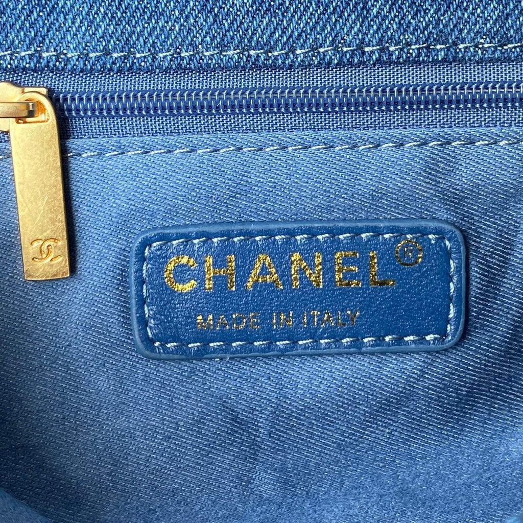 Chanel AS3134 Small Flap Bag Printed Denim Blue