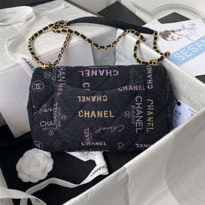 Chanel AS3135 Large Flap Bag Printed Denim Blue - Default Title - View 2