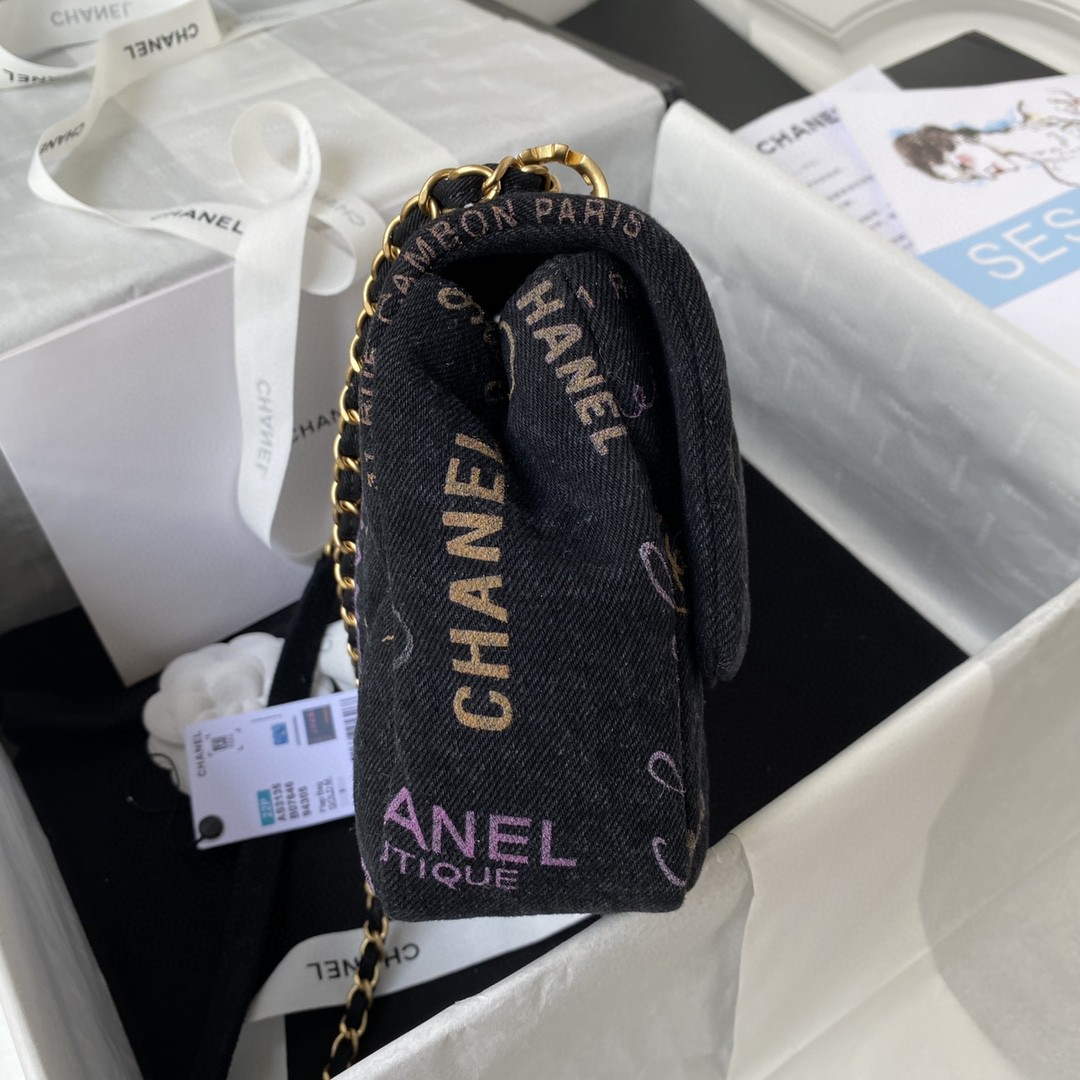 Chanel AS3135 Large Flap Bag Printed Denim Blue - Default Title - View 5
