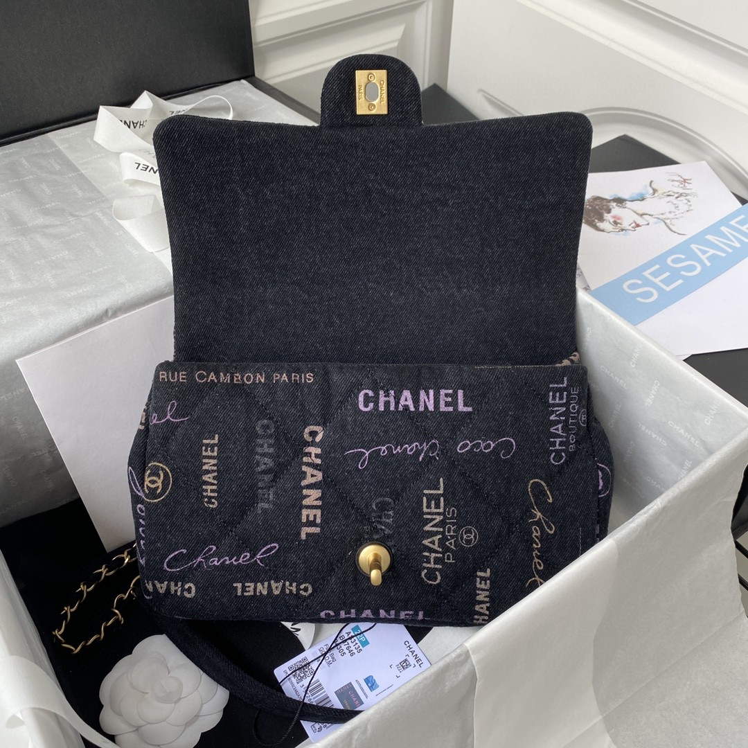 Chanel AS3135 Large Flap Bag Printed Denim Blue - Default Title - View 6