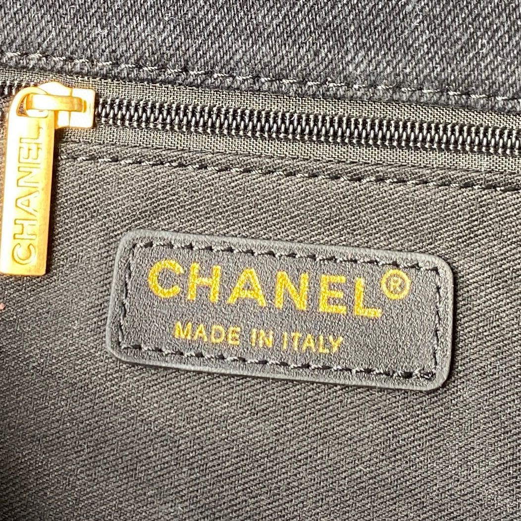 Chanel AS3135 Large Flap Bag Printed Denim Blue