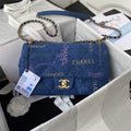 Chanel AS3135 Large Flap Bag Printed Denim Blue - Default Title - View 1
