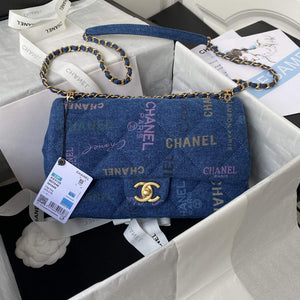 Chanel AS3135 Large Flap Bag Printed Denim Blue - Default Title - View 1