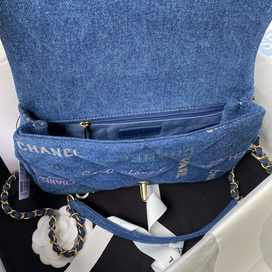 Chanel AS3135 Large Flap Bag Printed Denim Blue - Default Title - View 7