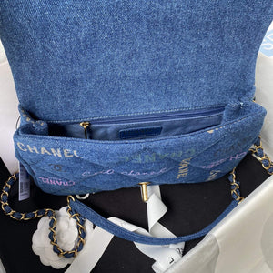 Chanel AS3135 Large Flap Bag Printed Denim Blue - Default Title - View 7