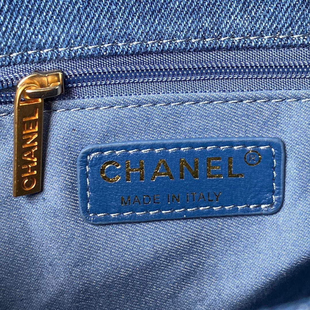 Chanel AS3135 Large Flap Bag Printed Denim Blue - Default Title - View 8