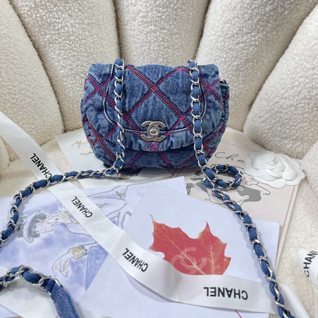 Chanel AS3187 22A Beach Denim mini saddle bag Denim blue - Default Title - View 1