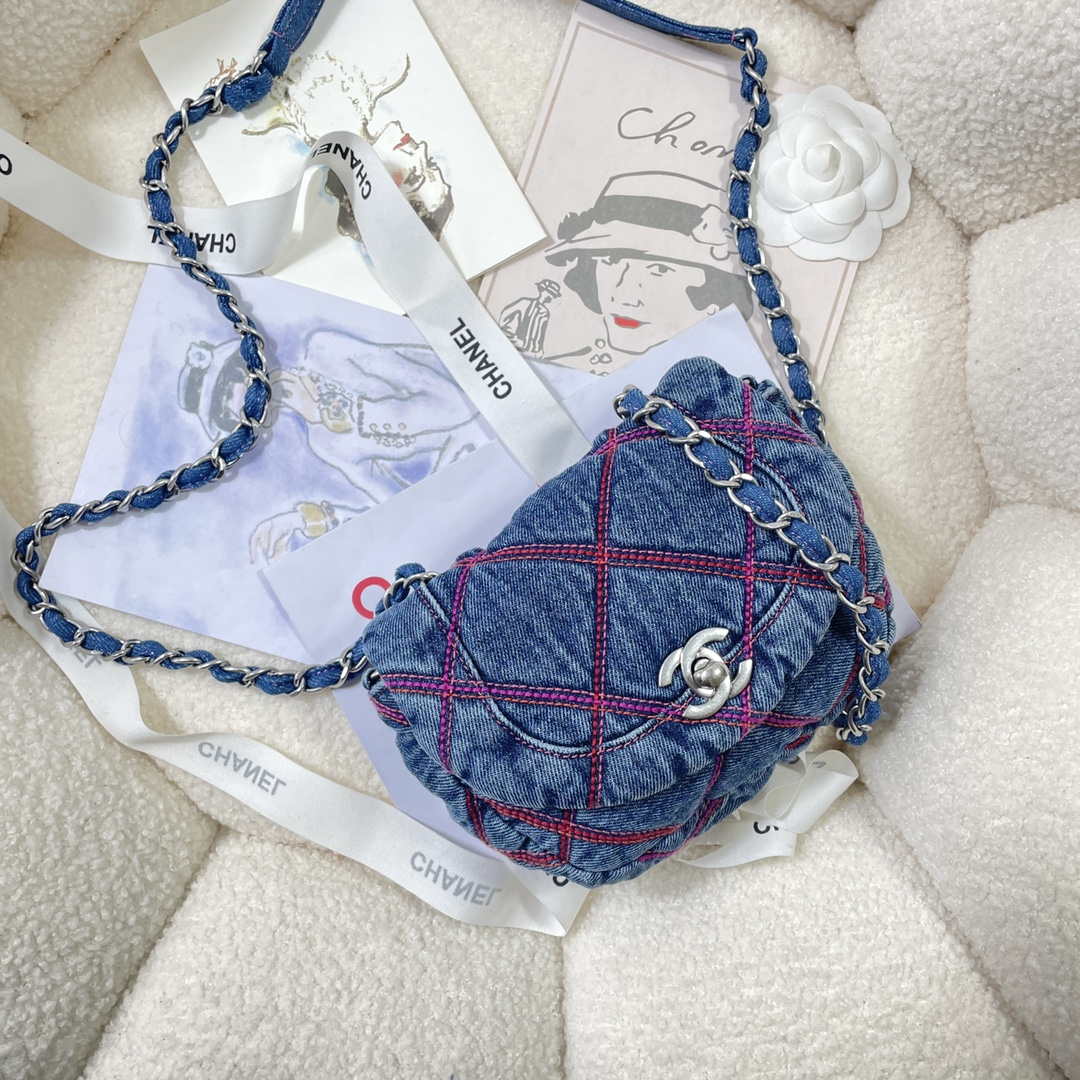 Chanel AS3187 22A Beach Denim mini saddle bag Denim blue - Default Title - View 5