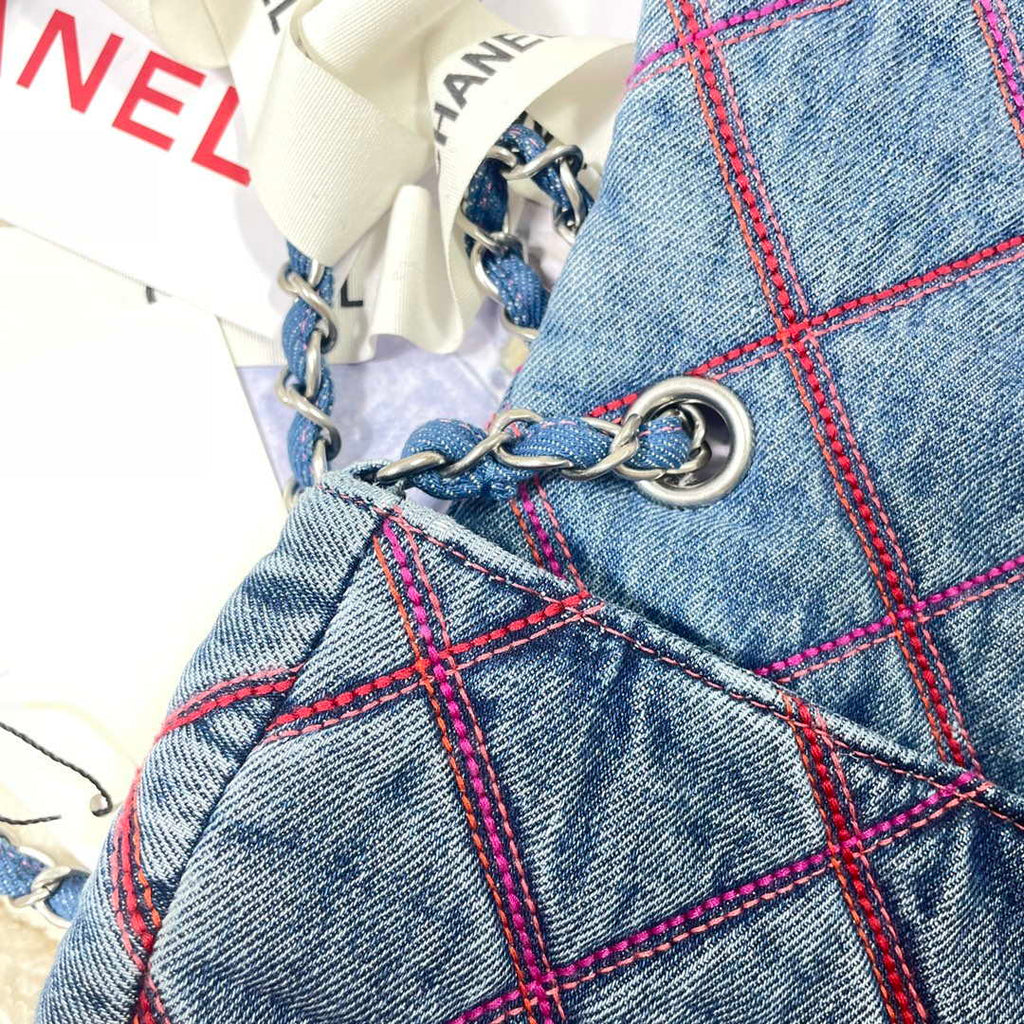 Chanel AS3188 22A Beach Denim saddle bag Denim blue
