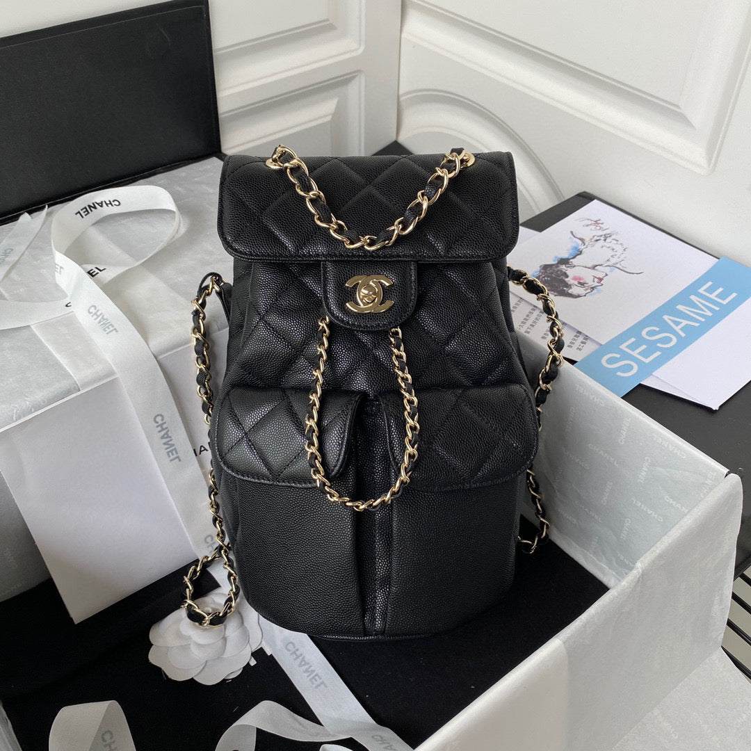 Chanel Backpack Calfskin AS3200 Black Gold - Default Title - View 1