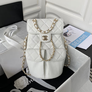 Chanel Backpack AS3200 Calfskin White Gold - Default Title - View 1