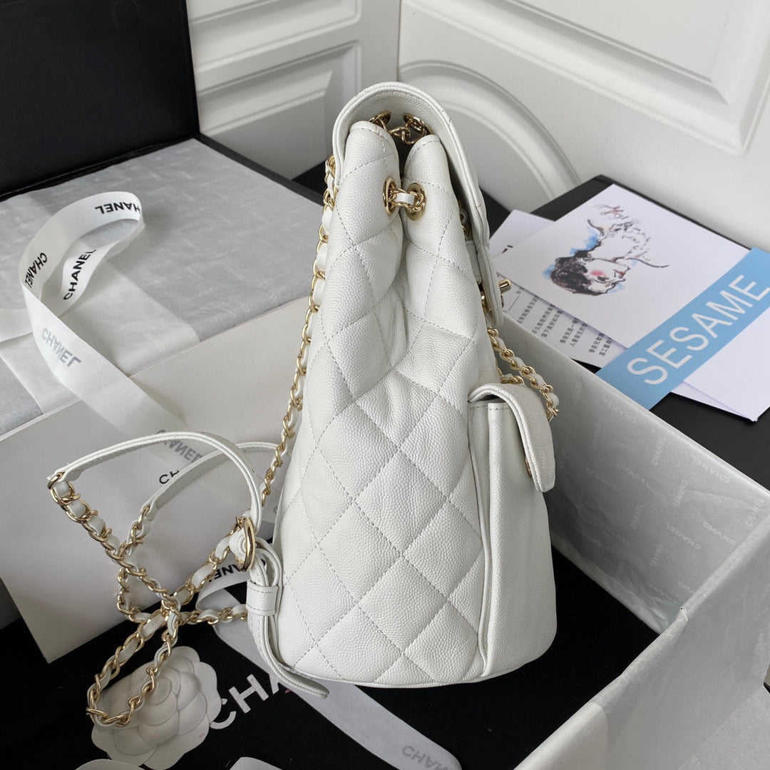 Chanel Backpack AS3200 Calfskin White Gold - Default Title - View 6