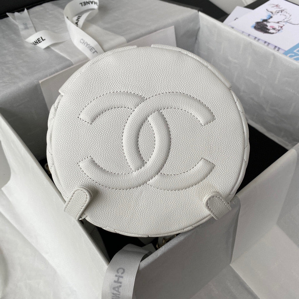 Chanel Backpack AS3200 Calfskin White Gold