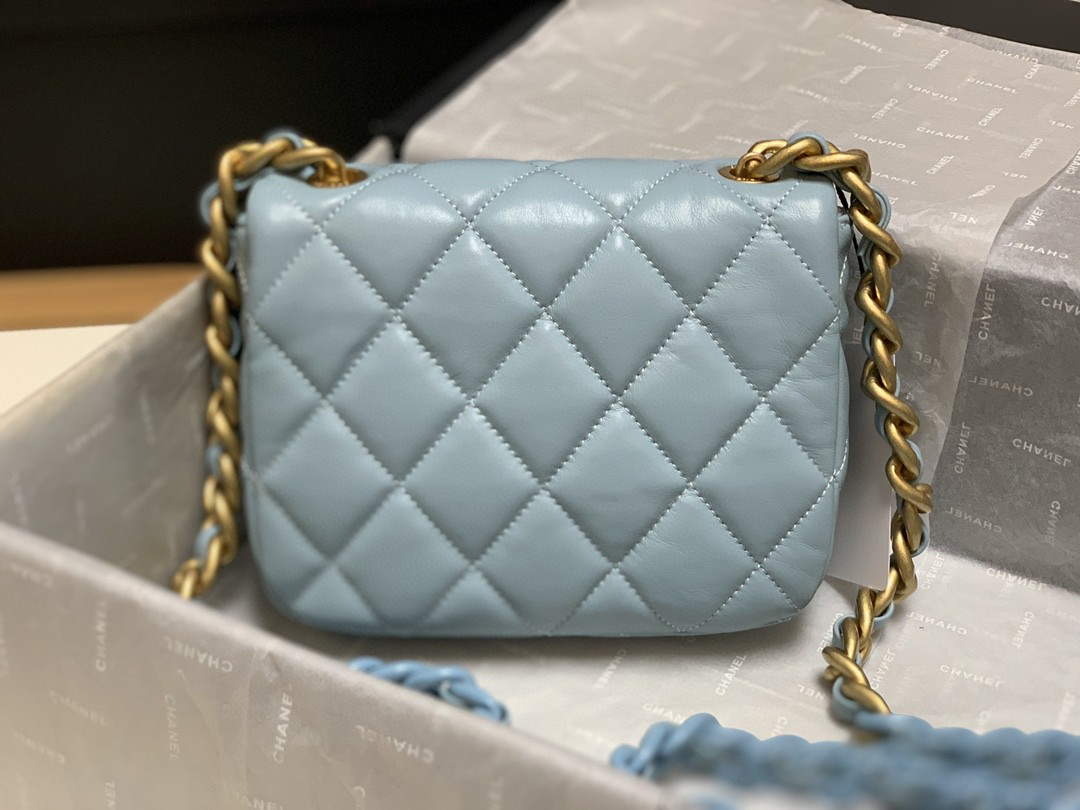Chanel AS3205 Mini Flap bag lambskin gold Blue