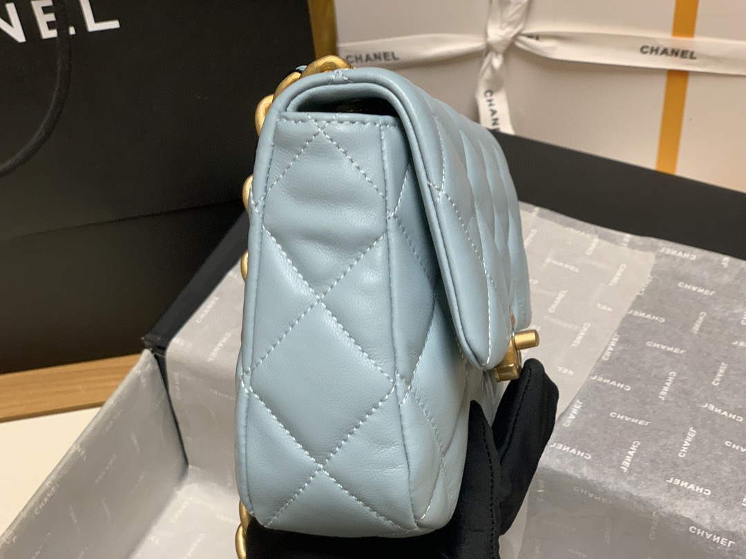Chanel AS3205 Mini Flap bag lambskin gold Blue - Default Title - View 5