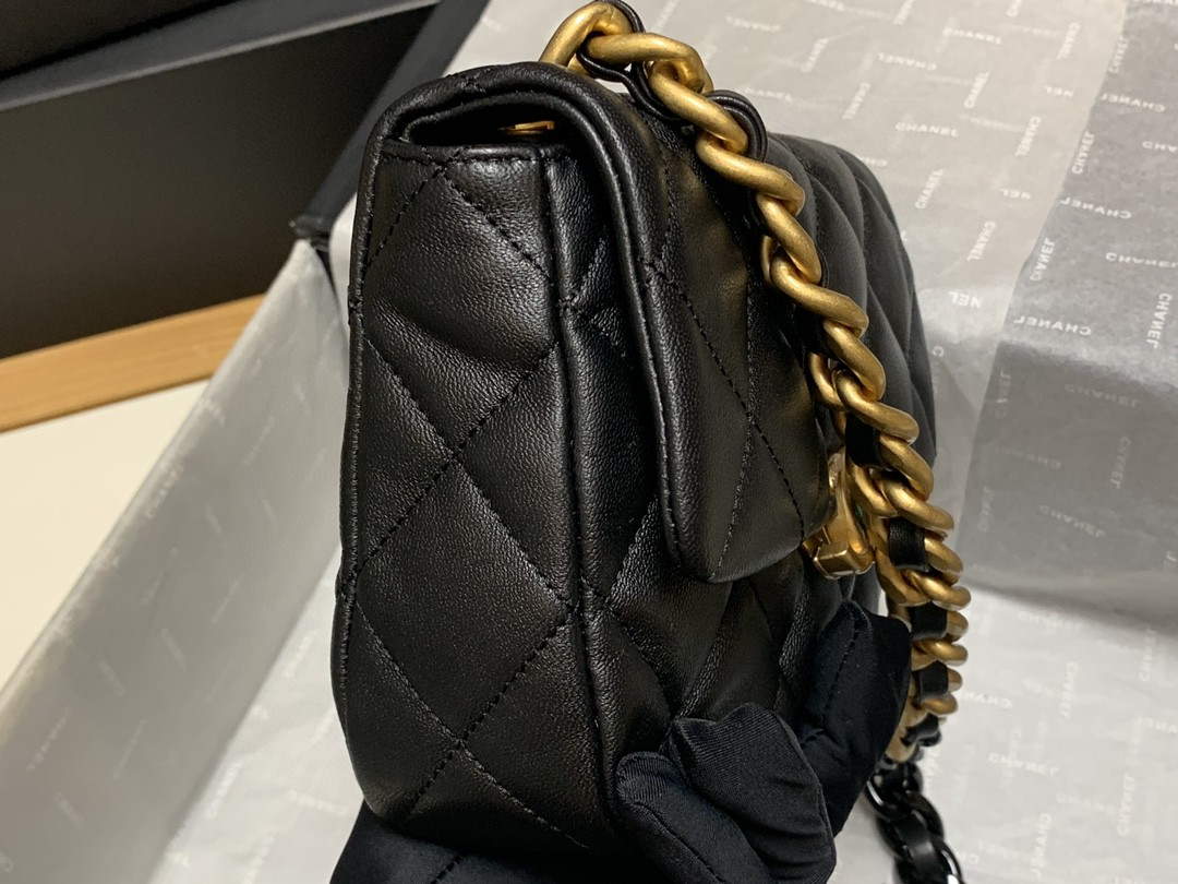 Chanel AS3205 Mini Flap bag lambskin gold Black - Default Title - View 5