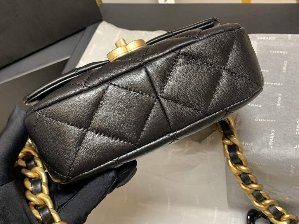 Chanel AS3205 Mini Flap bag lambskin gold Black