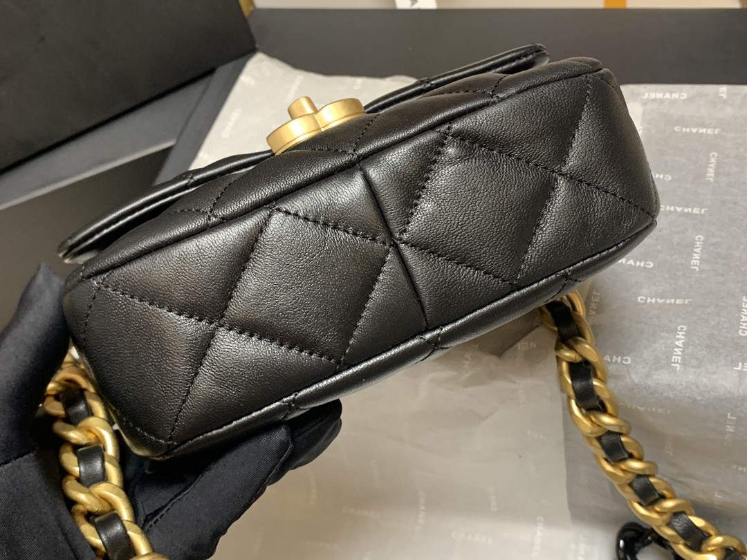 Chanel AS3205 Mini Flap bag lambskin gold Black - Default Title - View 6