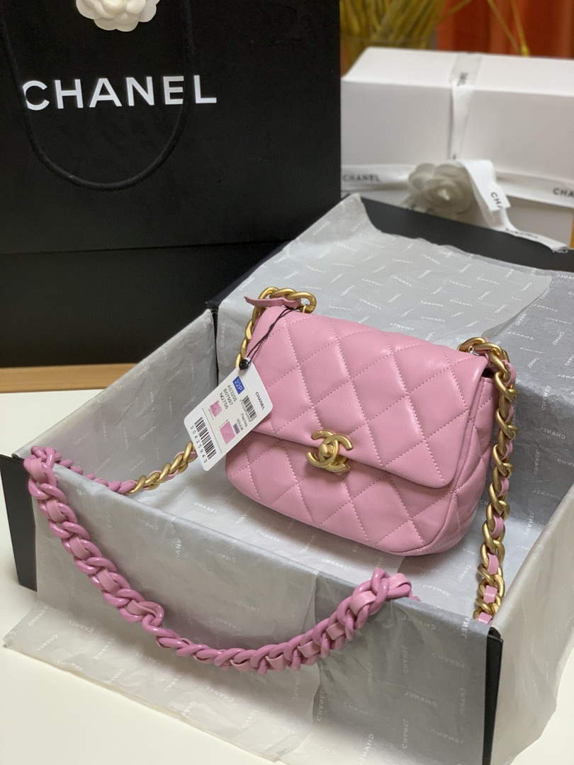 Chanel AS3205 Mini Flap bag lambskin gold Pink - Default Title - View 1