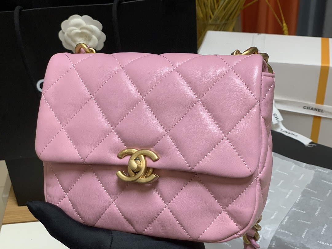 Chanel AS3205 Mini Flap bag lambskin gold Pink - Default Title - View 2
