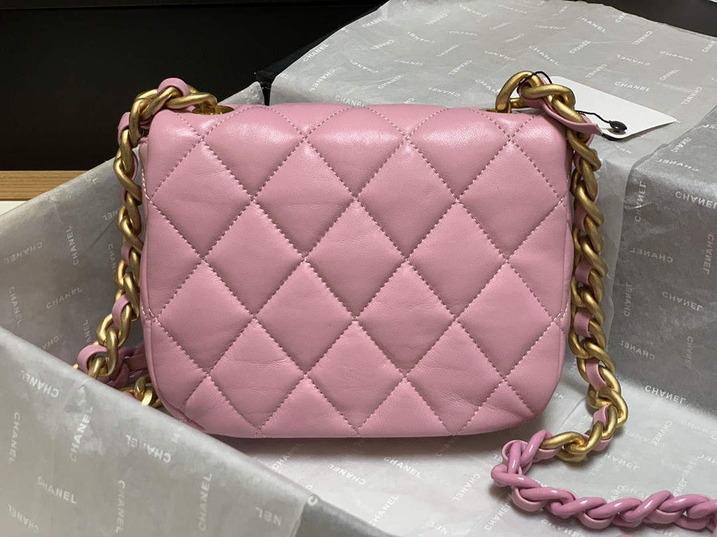 Chanel AS3205 Mini Flap bag lambskin gold Pink