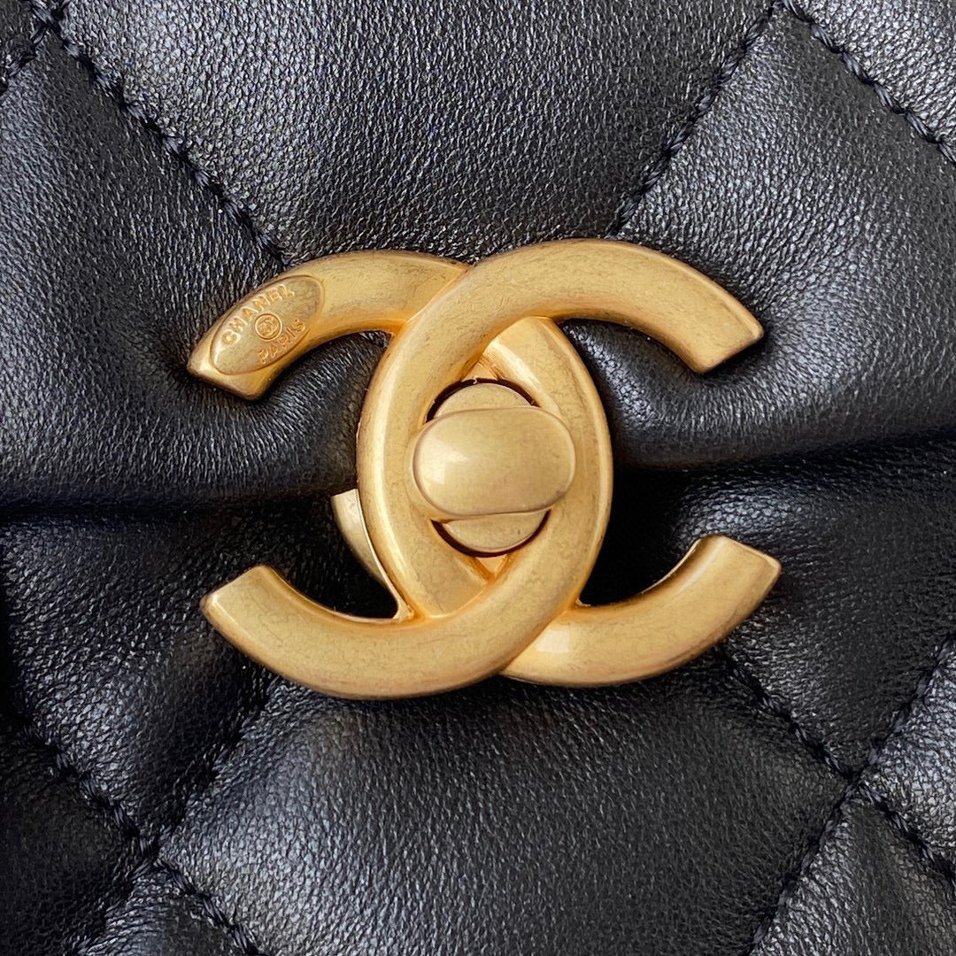 Chanel Mini Flap Bag Lambskin Gold-Tone Metal AS3205 Black - Default Title - View 3
