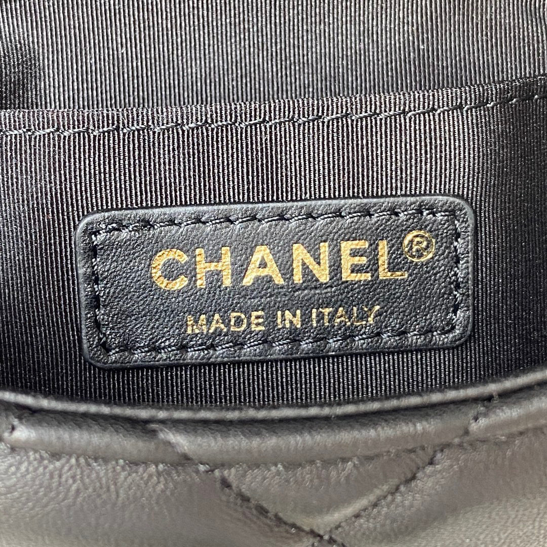 Chanel Mini Flap Bag Lambskin Gold-Tone Metal AS3205 Black - Default Title - View 8