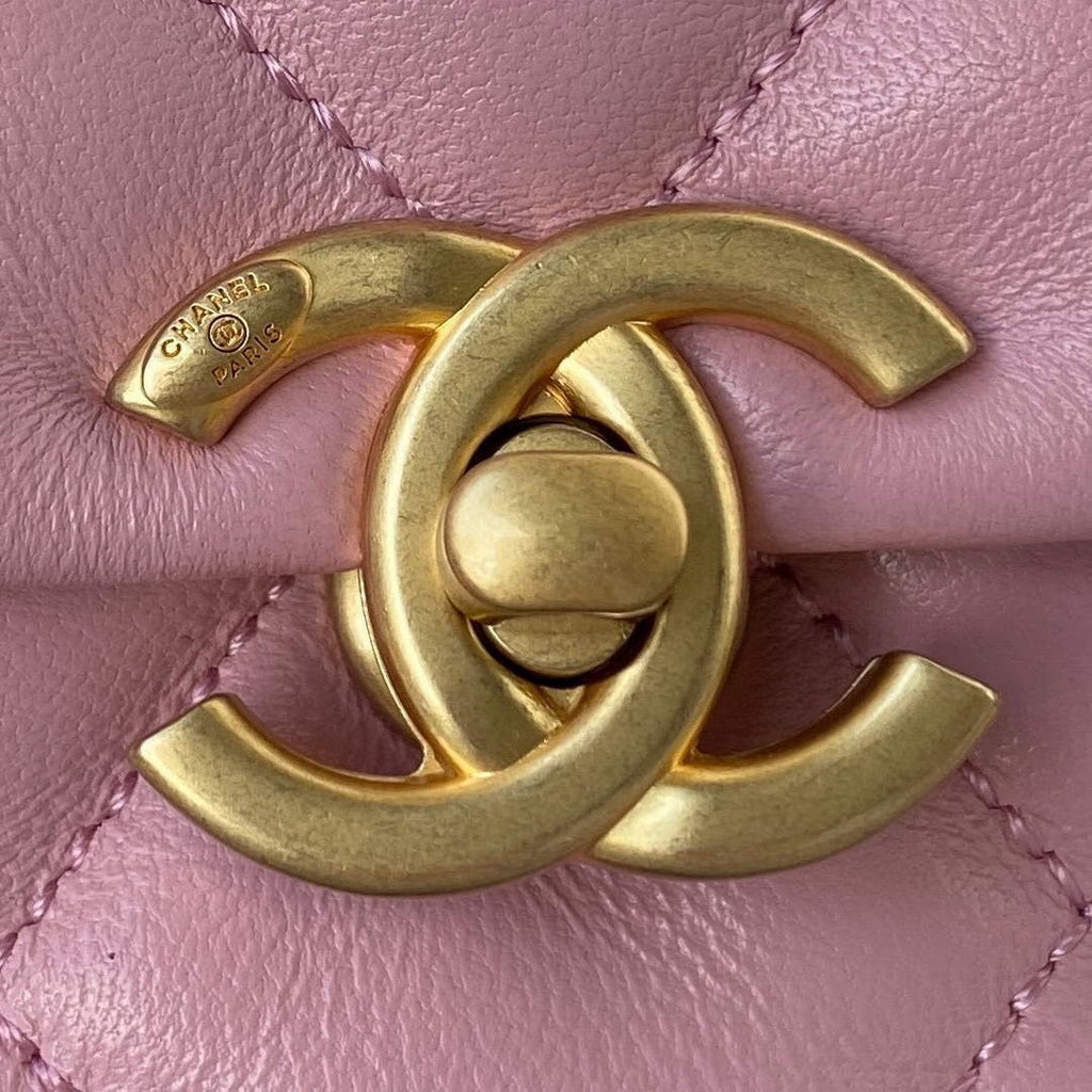 Chanel Mini Flap Bag Lambskin Gold-Tone Metal AS3205 Pink