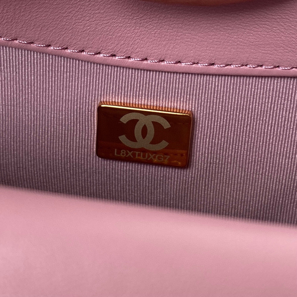 Chanel Mini Flap Bag Lambskin Gold-Tone Metal AS3205 Pink