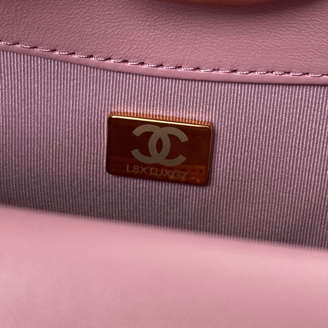 Chanel Mini Flap Bag Lambskin Gold-Tone Metal AS3205 Pink - Default Title - View 9