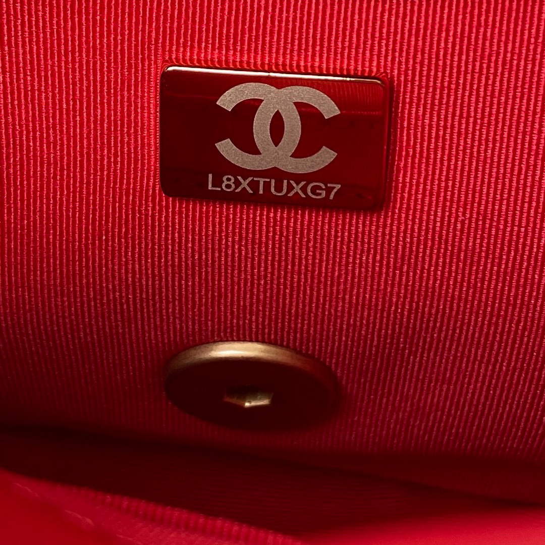 Chanel Mini Flap Bag Lambskin Gold-Tone Metal AS3205 Red