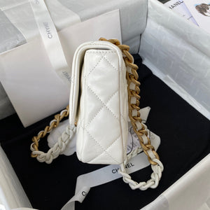 Chanel Mini Flap Bag Lambskin Gold-Tone Metal AS3205 White - Default Title - View 5