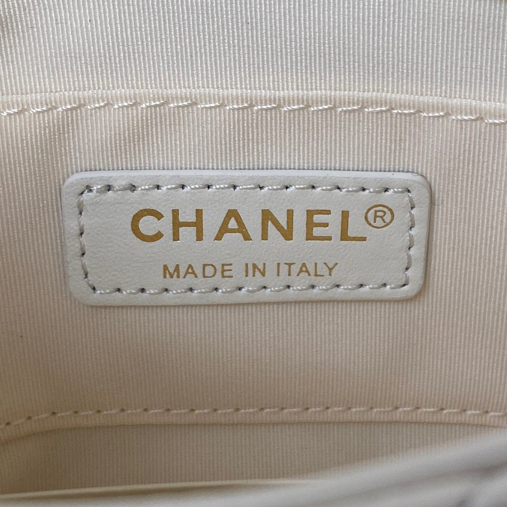 Chanel Mini Flap Bag Lambskin Gold-Tone Metal AS3205 White