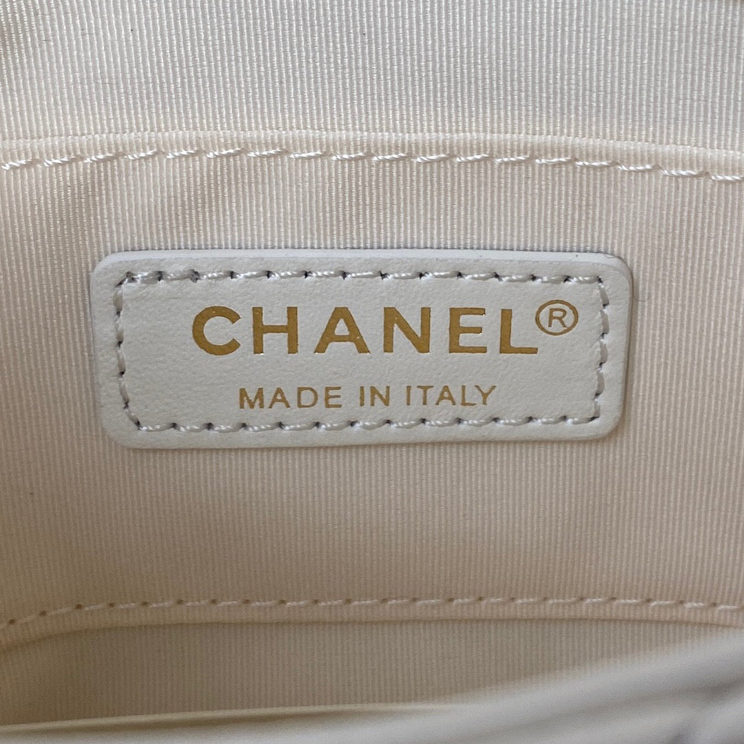 Chanel Mini Flap Bag Lambskin Gold-Tone Metal AS3205 White - Default Title - View 8