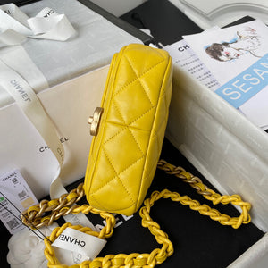 Chanel Mini Flap Bag Lambskin Gold-Tone Metal AS3205 Yellow - Default Title - View 6