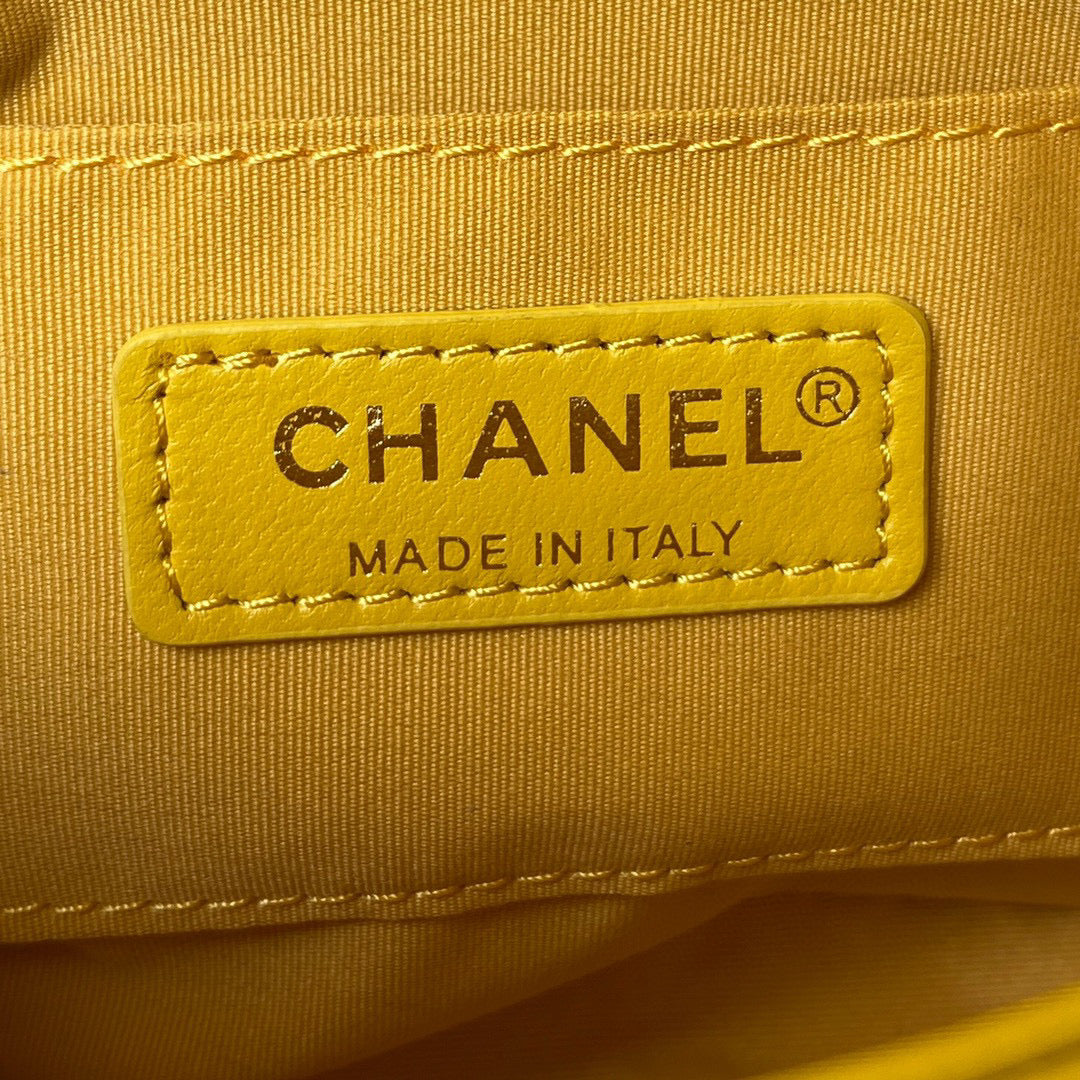 Chanel Mini Flap Bag Lambskin Gold-Tone Metal AS3205 Yellow - Default Title - View 8