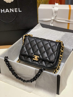 Chanel AS3206 Small Flap bag lambskin gold Black - Default Title - View 1