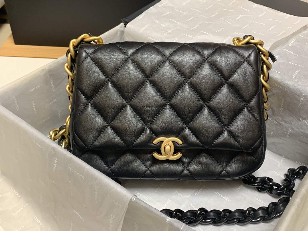 Chanel AS3206 Small Flap bag lambskin gold Black - Default Title - View 2