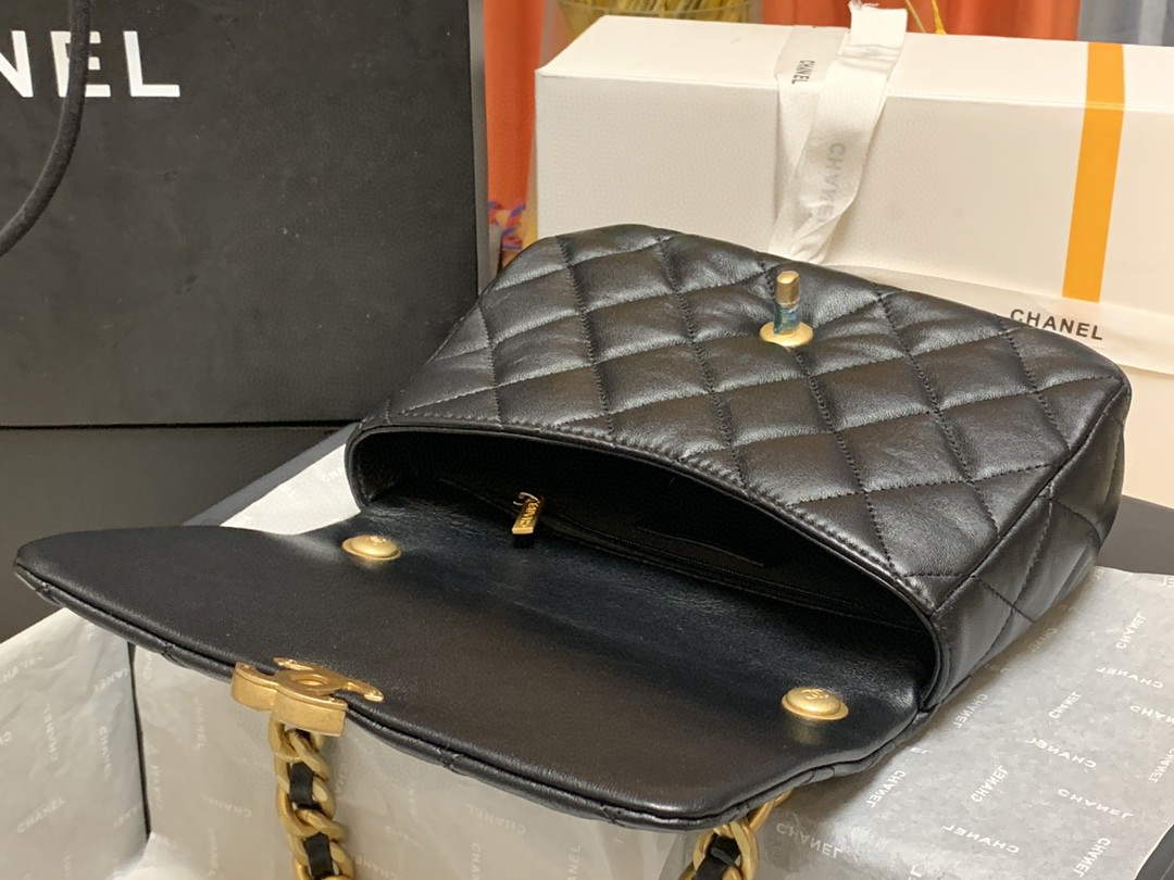 Chanel AS3206 Small Flap bag lambskin gold Black - Default Title - View 7