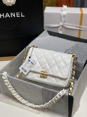Chanel AS3206 Small Flap bag lambskin gold White - Default Title - View 1