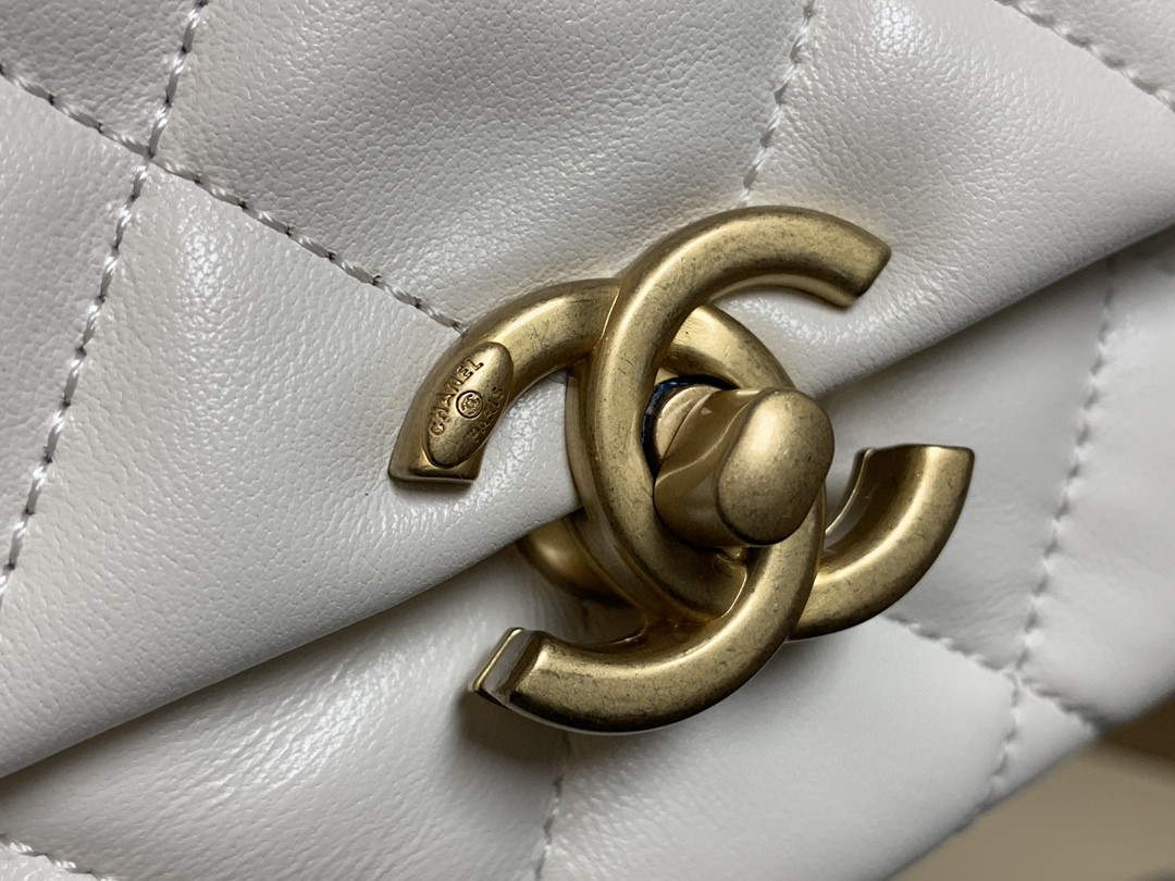 Chanel AS3206 Small Flap bag lambskin gold White - Default Title - View 3