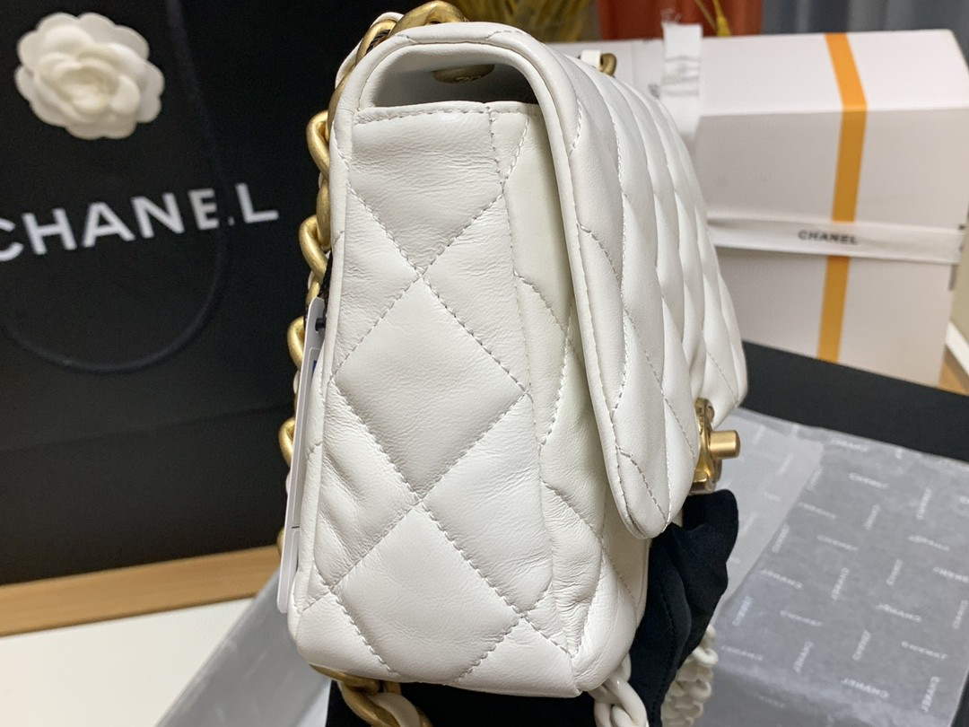 Chanel AS3206 Small Flap bag lambskin gold White - Default Title - View 5