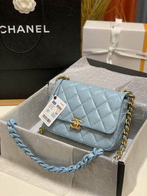 Chanel AS3206 Small Flap bag lambskin gold Blue - Default Title - View 1